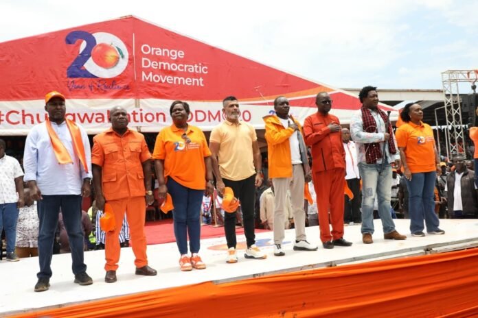 BeFunky-photo (26) Kakamega Governor Fernandes Barasa, ODM deputy party leaders Simba Arati, Abdulswamad Nassir, and Godfrey Osotsi, as well as national chairperson Gladys Wanga in Kisii on September 26,2025/COURTESY