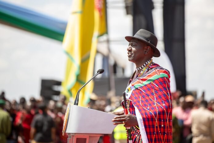 President Ruto during the transfer of the management of the Amboseli National Park to the Maa Community.