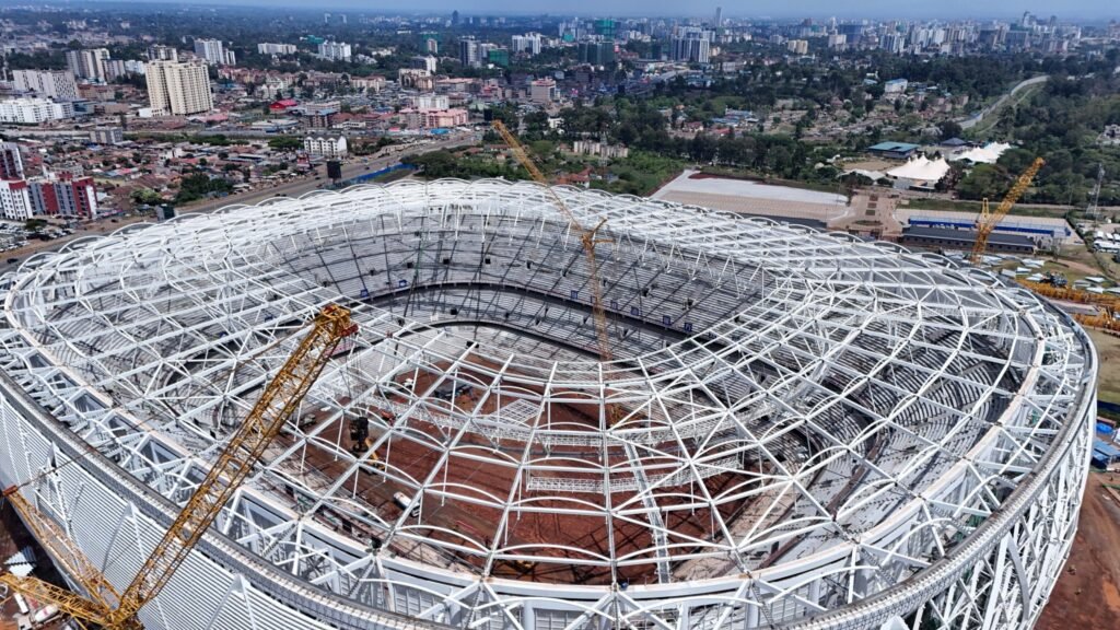 Construction progress at the 60,000-seater Raila Odinga International Stadium, part of Kenya’s preparations to co-host AFCON 2027.
