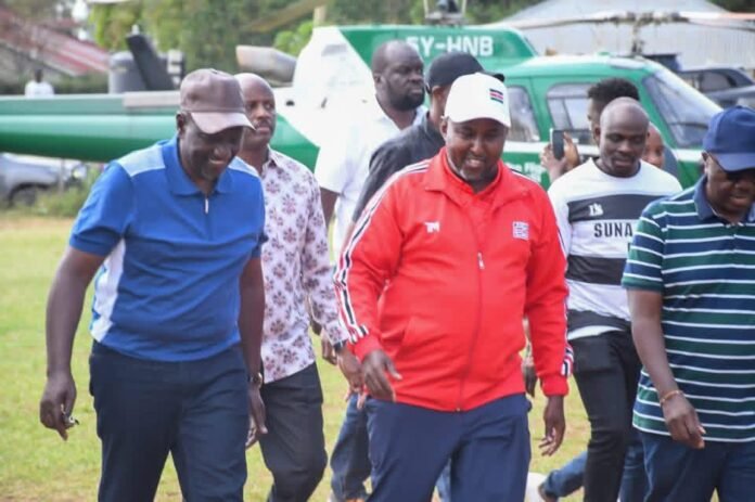 Junet Mohamed and President William Ruto at Suna East on December 27 during the Junet Mohamed Football Tournament.