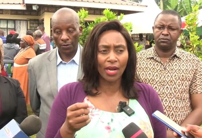 PS Mary Muthoni Public Health Principal Secretary Mary Muthoni speaks at a forum in Kirinyaga County, where she announced a nationwide crackdown on public institutions that have failed to establish creche facilities and raised concerns over rising drug abuse in schools.