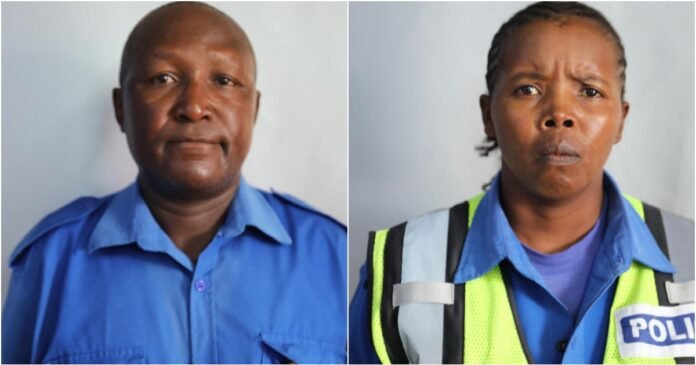 Police Officers Arrested EACC officers escort Police Constables Agnes Longoet and Alphanus Anayo to the Lower Coast Regional Office in Mombasa following their arrest for alleged bribery along the Likoni-Lungalunga road.