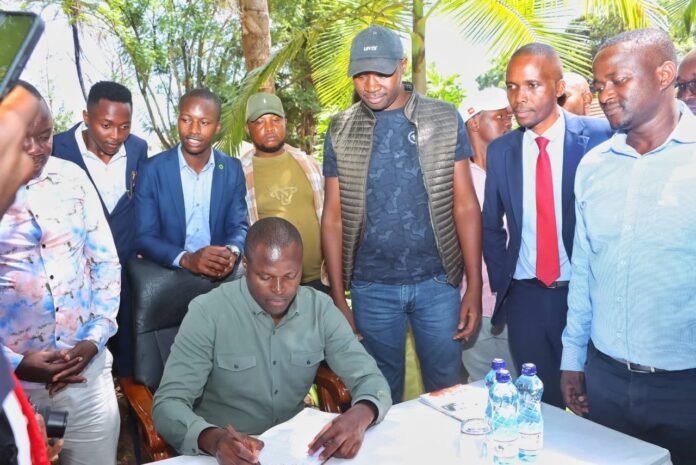 Kiharu MP Ndindi Nyoro speaks during a parliamentary session, proposing a new funding model for free secondary education while criticizing government asset sales.