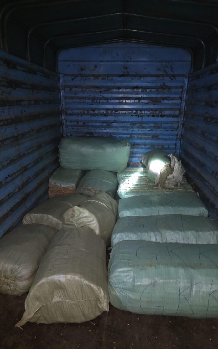 police officers intercepted and impounded a lorry suspected of transporting illegal goods.