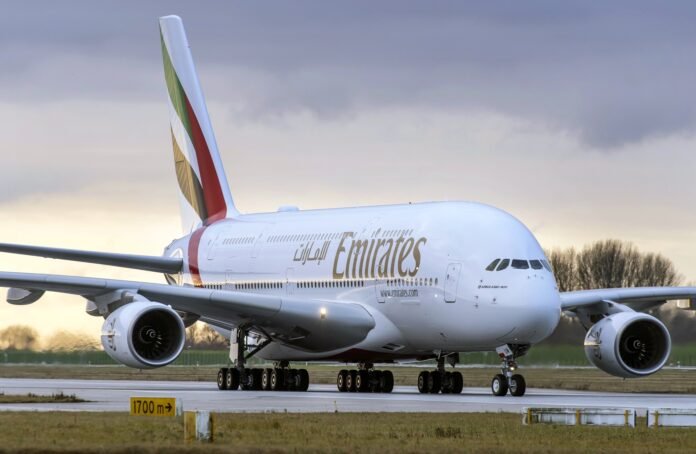 IMG_4223 An Emirates Airbus A380 taxis at an airport. Emirates operates one of the world’s largest fleets of double-decker aircraft, connecting global destinations. Photo: Emirates Media