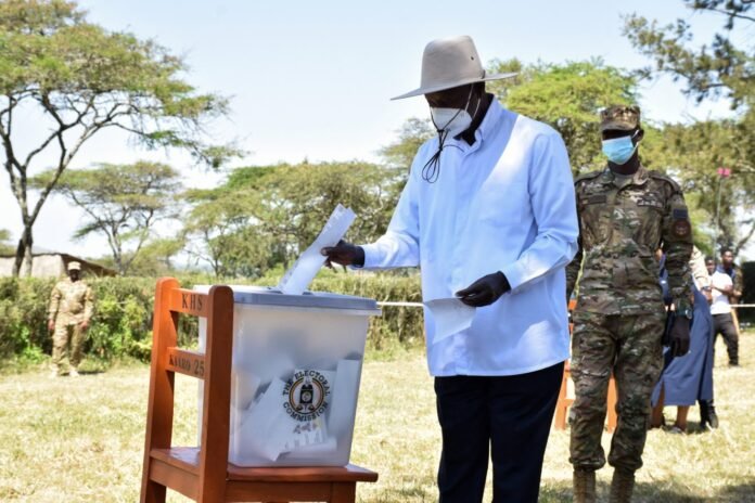 IMG_5036 President Museveni votes in Uganda 2026 election amid opposition protests by Bobi Wine supporters.