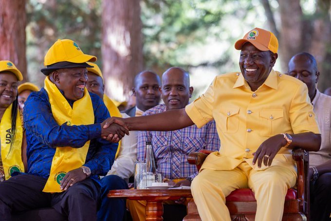 President William Ruto shaking hands with Nyeri Governor Mutahi Kahiga at Sagana State Lodge meeting, January 17, 2026.