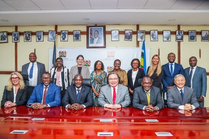 Treasury-World Bank Treasury Principal Secretary Chris Kiptoo and National Treasury Cabinet Secretary John Mbadi meet World Bank Managing Director Wencai Zhang during talks on Kenya’s development partnership in Nairobi.