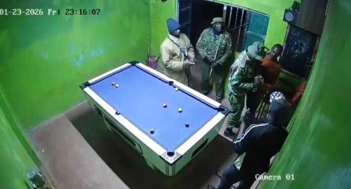 CCTV Footage- Kikuyu CCTV footage captures Nderi Police officers handcuffing and assaulting two young men playing pool in Kikuyu Constituency on January 23.