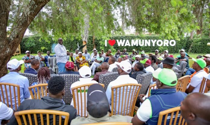 Rigathi Gachagua addresses DCP aspirants during a meeting at his Wamunyoro home in Nyeri County as the party steps up mobilisation ahead of the 2027 General Election.