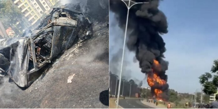 Tanker explosion-1769321043 A collage photo of a fuel tanker after it explodes into flames on Southern Bypass.