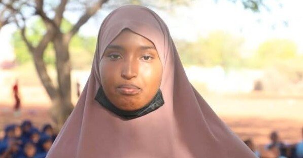 Top-girl-Wajir-KCSE Hafsa Abubakar who attained an A plain in the 2025 KCSE exams.