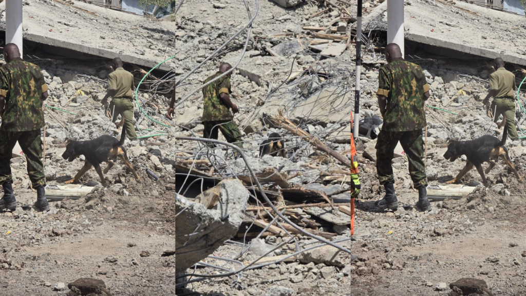 KDF officers leading rescue operation in South C.