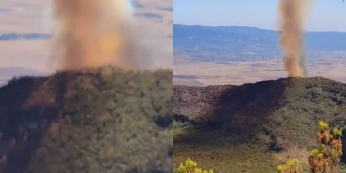 Images of bushfires around Mt. Longonot, mistaken to be an awakened volcano.