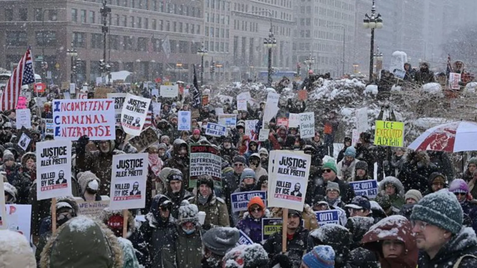 image 25 January, 2026: A demonstration against US Immigration and Customs Enforcement in Chicago