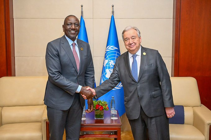 President Ruto when he held talks with UN Secretary-General
Antonio Guterres
at the African Union headquarters, Addis Ababa, Ethiopia. 