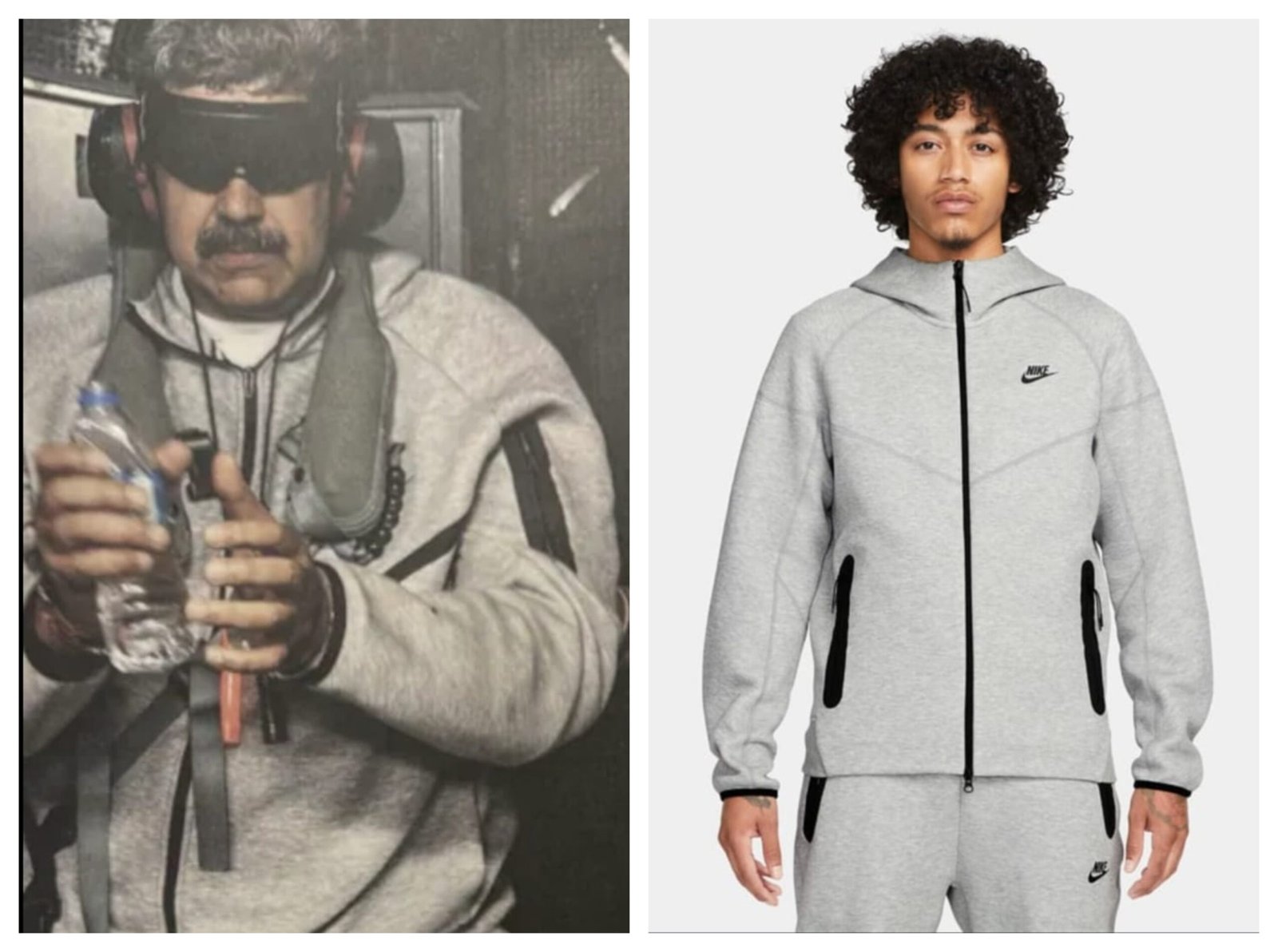 Nicolas Maduro in a NIke Tech Fleece while being arrested/Nike Tech Fleece