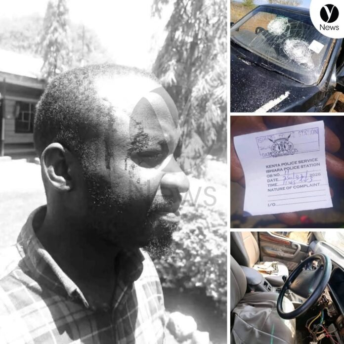 Embu By-election Kelvin Mwenda, chief agent of DP candidate Albert Kigoro, after alleged attack in Embu ahead of Evurore Ward elections.