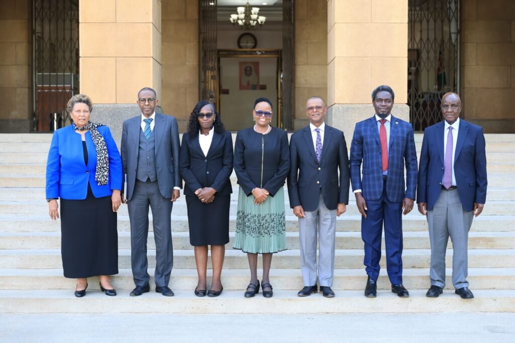 Chief Justice Martha Koome meets Senior Counsel Philip Murgor, Ahmednassir Abdullahi, Nelson Havi, and LSK President Faith Odhiambo to discuss access to justice.