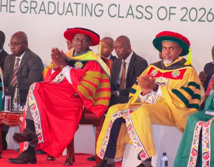 NIRU President William Ruto and NIS Director-General Noordin Haji attentively listen to speeches during the inaugural graduation ceremony of NIRU’s Class of 2026 in Nairobi.