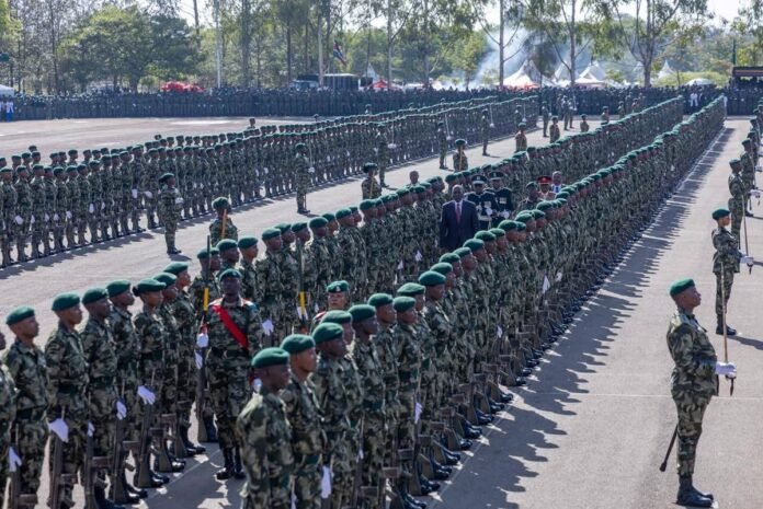 President William Ruto inspecting recruits during the 46th Kenya Prisons pass-out parade in Ruiru, Kiambu County.