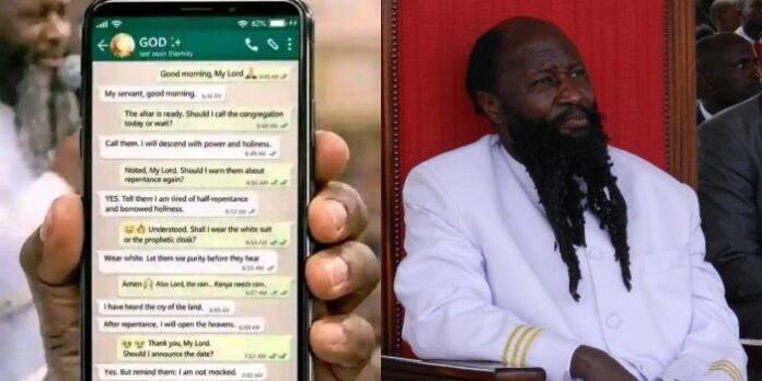 A screengrab of leaked WhatsApp conversation of Prophet Owuor allegedly talking with"God".