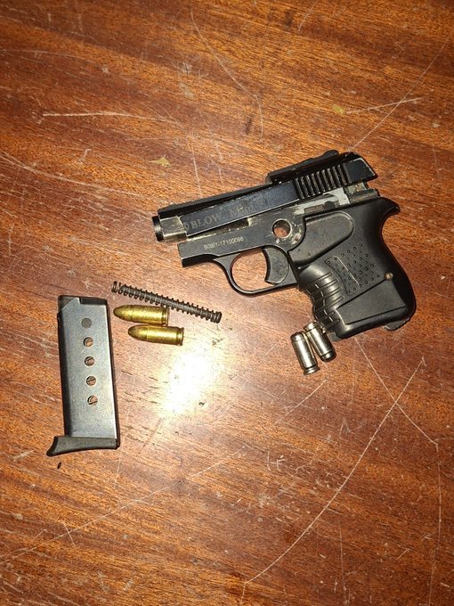 Blow Mini 9 pistol One suspect shot dead and firearm recovered after DCI officers foil armed robbery near Jubilee Flyover on Wangari Maathai Road; two injured suspects on the run.