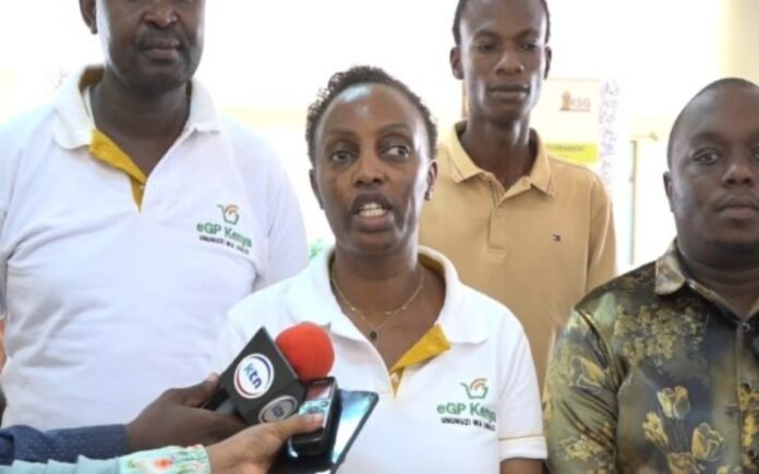 Treasury official, Doris Ng’anga, speaks during the Electronic Government Procurement (e-GP) system training in Kwale.