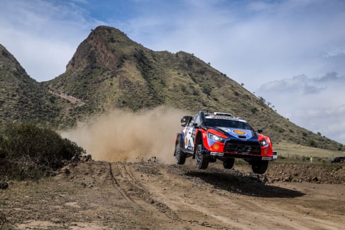 World Safari Rally A Safari Rally Kenya 2026 car powers through the wooded tracks, thrilling fans with high-speed action in Naivasha.