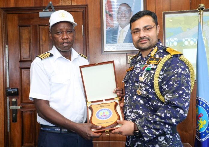 KPA Managing Director William Ruto meets Captain Arjit Pande, Defence Advisor to the Indian High Commission, to discuss strengthening maritime trade between Kenya and India.