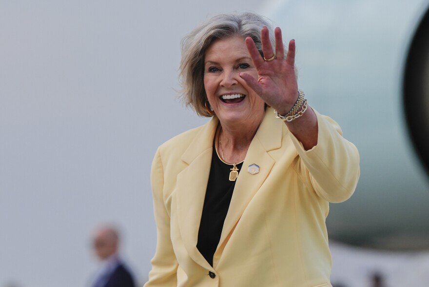 White House Chief of Staff Susie Wiles meets President Donald Trump. Wiles has been diagnosed with early-stage breast cancer and will continue her duties while undergoing treatment.