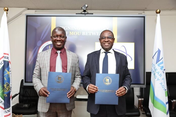 DPP Renson Ingonga CBS, OGW (left) and NuPEA Director sign a landmark MoU to strengthen collaboration in tackling nuclear-related offences in Kenya.