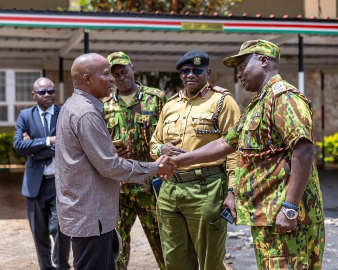 Deputy President Kithure Kindiki confers with security commanders in Meru County during a high-level briefing as the government launches a multi-agency operation targeting banditry in the region.