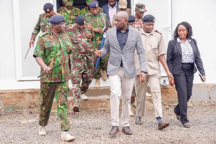 Interior CS Kipchumba Murkomen and IG Douglas Kanja during a security assessment mission in Meru County.