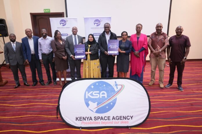 Kenya Space Agency Officials during the launch of Kenya’s Earth Observation Data Sharing Framework 2026 aimed at improving access and use of satellite data.