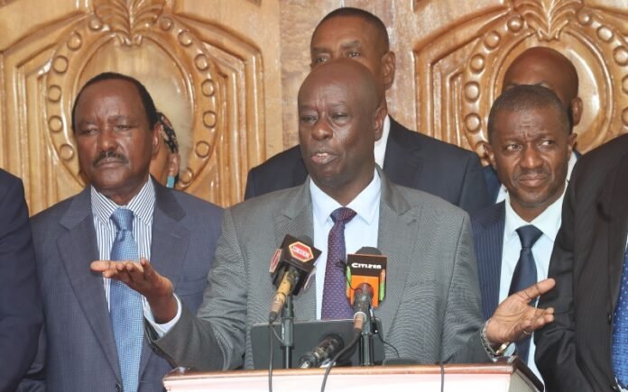 United Opposition leaders, led by Former Deputy President Rigathi Gachagua, addressing the press in Nairobi on March 5, 2026.