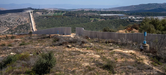 Concrete T-walls erected by the Israel Defense Forces (IDF) near Yaroun, south Lebanon.