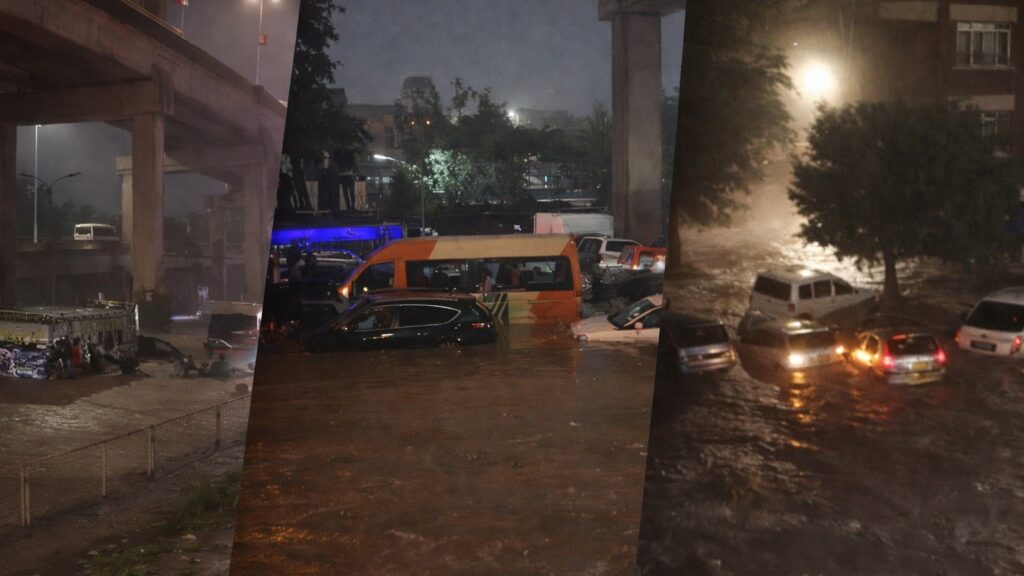 At least 28people have died in Nairobi after heavy floods swept through the city, leaving dozens of vehicles stranded and several roads impassable.