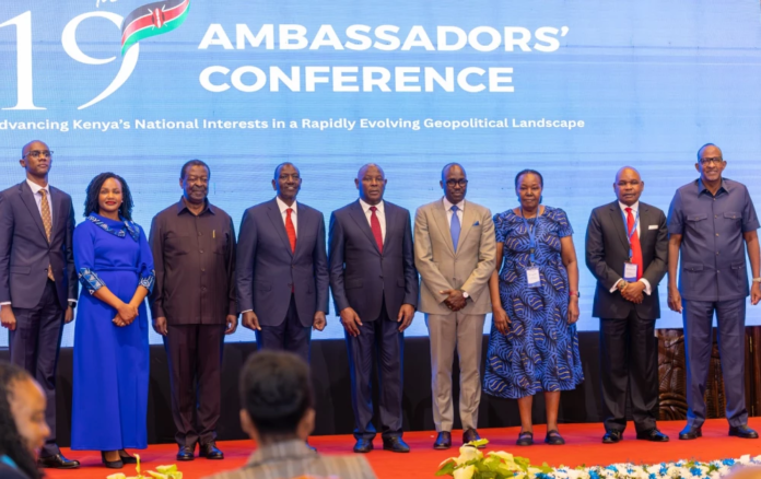 President Ruto urges Kenyan diplomats to aggressively market Kenya abroad as government rolls out platforms to boost trade, investment and exports. President Ruto urges Kenyan diplomats to aggressively market Kenya abroad as government rolls out platforms to boost trade, investment and exports.