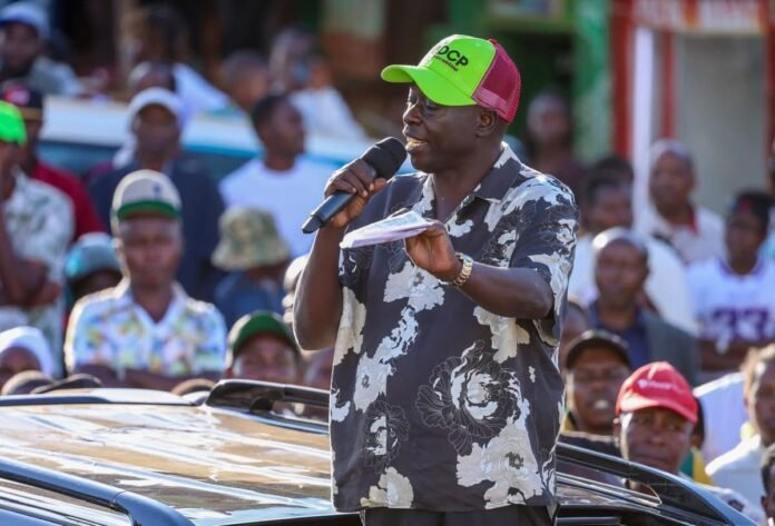 Rigathi Gachagua DCP Leader Rigathi Gachagua addressing a crowd in Kiambu County.