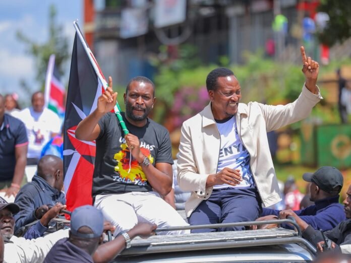 Sifuna Edwin Sifuna and the Kisii Senator during a Vihiga political rally.