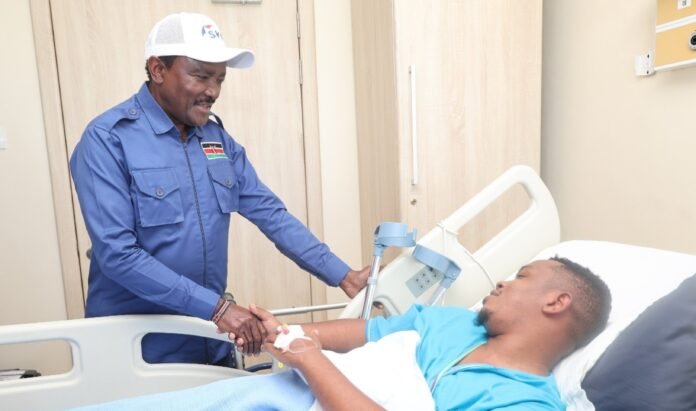 Kalonzo , Kioko Kalonzo Visits Sammy Kioko in Hospital, Calls for Calm and Justice