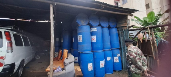 image NACADA seizes 1,645 litres of illicit ethanol worth Sh4.1M in Runda, Nairobi, as two suspects await arraignment.