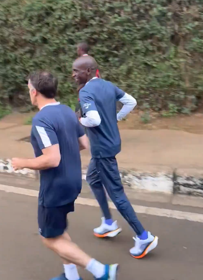 Macron Jogs With Eliud Kipchoge During Nairobi Summit Visit French President Emmanuel Macron joined marathon legend Eliud Kipchoge for a morning jog in Nairobi during the Africa Forward Summit.