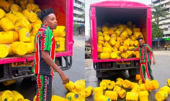 Eric Omondi Eric Omondi Takes to CBD With Empty Jerricans in Protest Over Fuel Prices