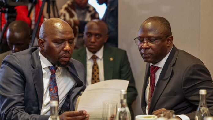 Interior Cabinet Secretary Kipchumba Murkomen during a consultative meeting with IEBC commissioners and senior security officials on preparations for the 2027 General Election.