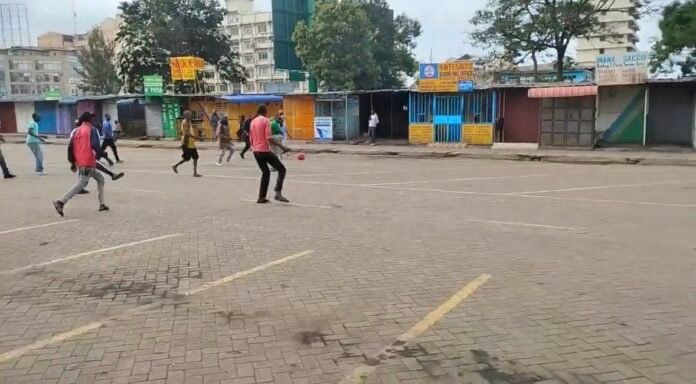 Nakuru Matatu Terminus Turns Into Football Pitch Amid Strike A deserted matatu terminus in Nakuru turned into a football pitch as traders and touts passed time during the nationwide transport strike over rising fuel prices.