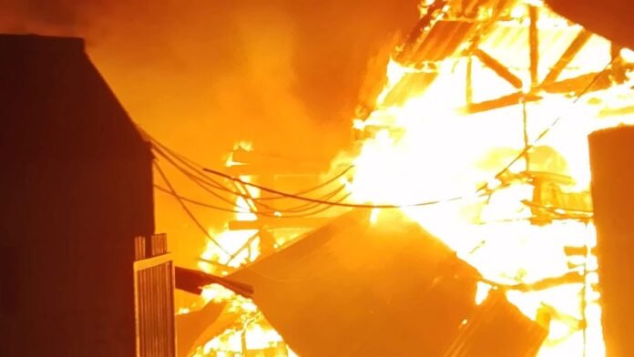 Nanyuki Market Flames and thick smoke engulf Nanyuki Market in Laikipia County during a massive overnight fire that destroyed businesses and left traders counting huge losses.