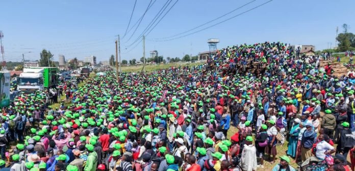 Sammy Ngotho IEBC papers DCP supporters escort Ol Kalou parliamentary candidate Sammy Kamau Ngotho to IEBC offices during the submission of nomination papers ahead of the by-election.