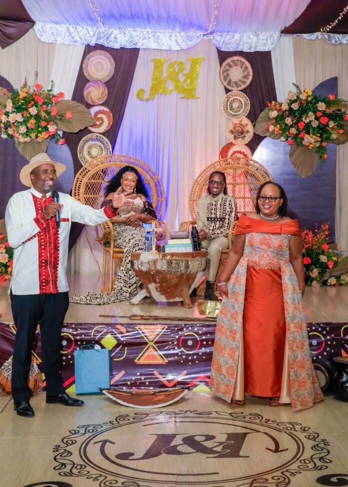 Anne Waiguru Kirinyaga Governor Anne Waiguru has shared an emotional message after celebrating the Ruracio and Ngurario ceremony of her son Ian and his partner Joanne, wishing them a blessed future together.